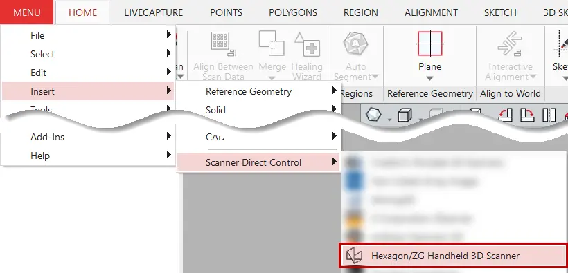 Control directo de escáner y flujo de captura en Geomagic Design X